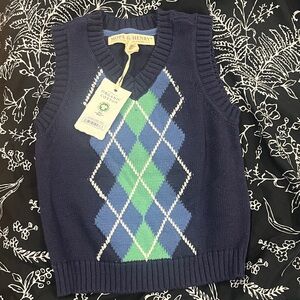 Argyle Sweater Vest - Navy, Blue, Green